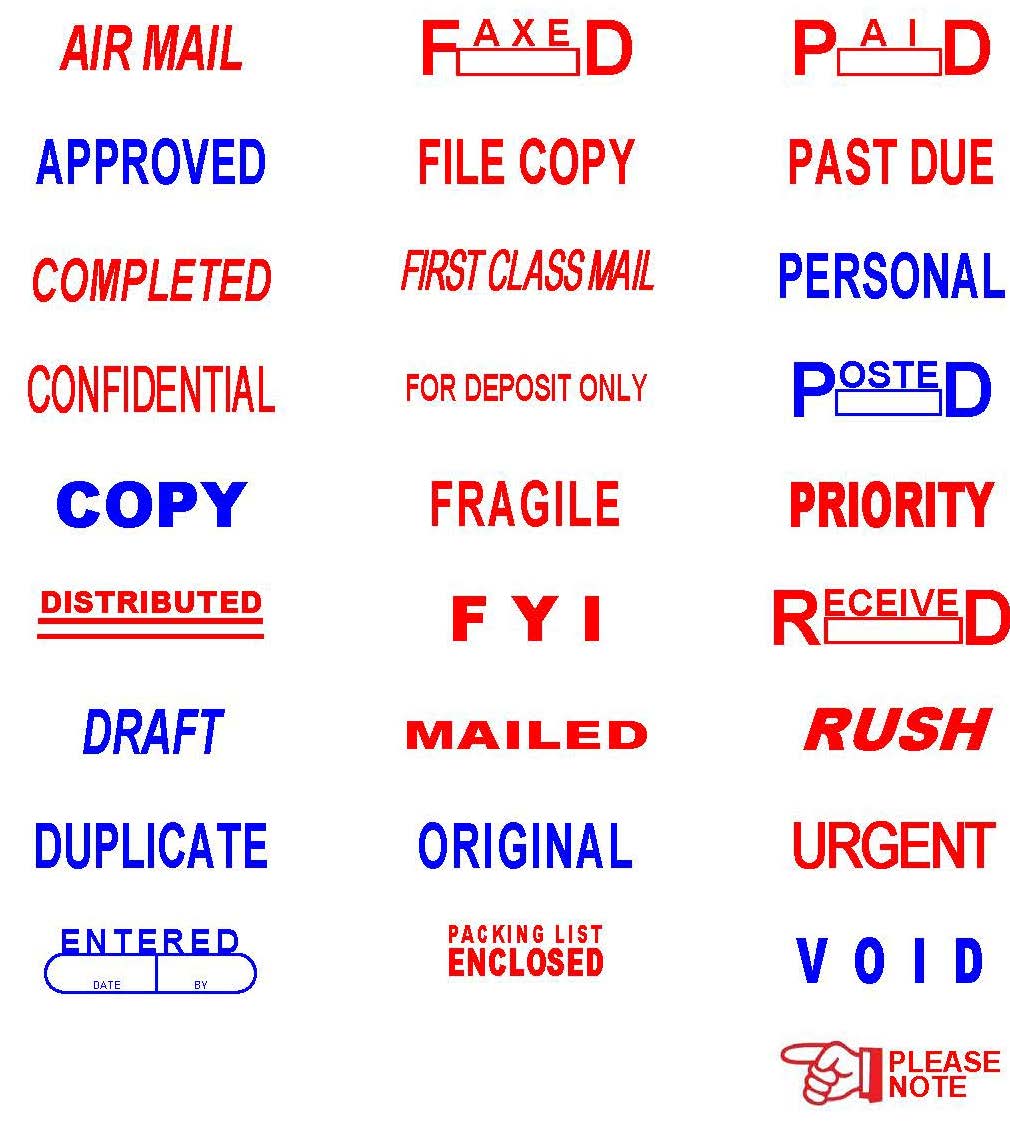 STOCK MESSAGE PRE-INKED STAMPS