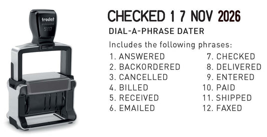 PROFESSIONAL SELF INKING DIAL-A-PHRASE DATE STAMP